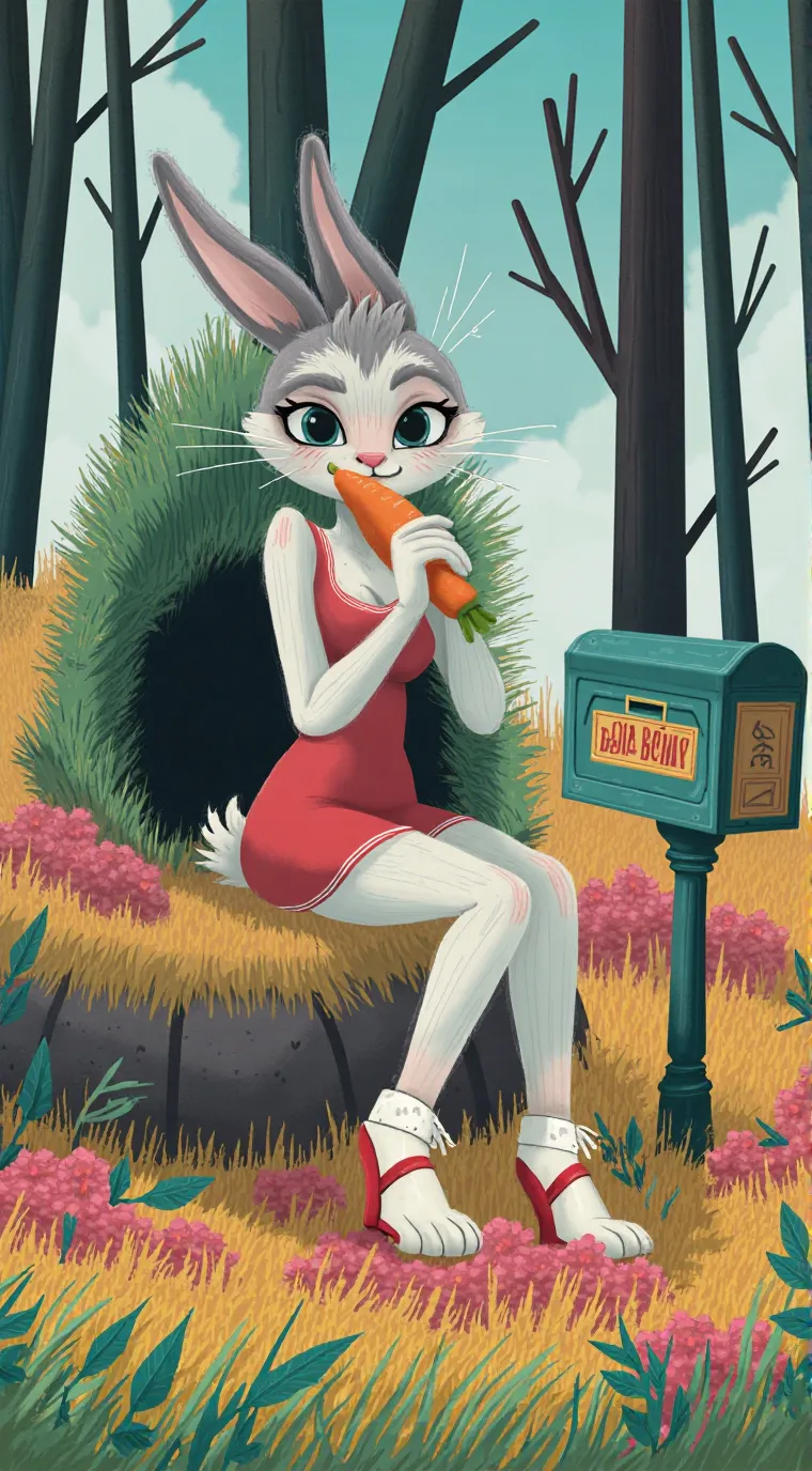 ai character: Bella Bunny  background