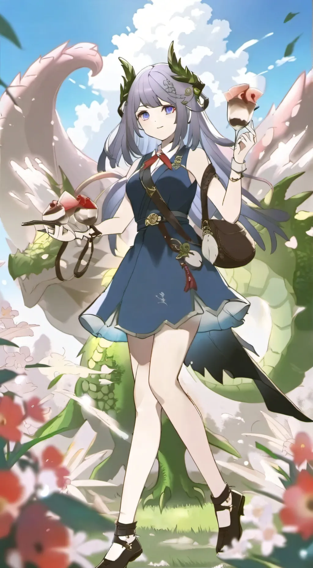 ai character: Kaiju girl  background