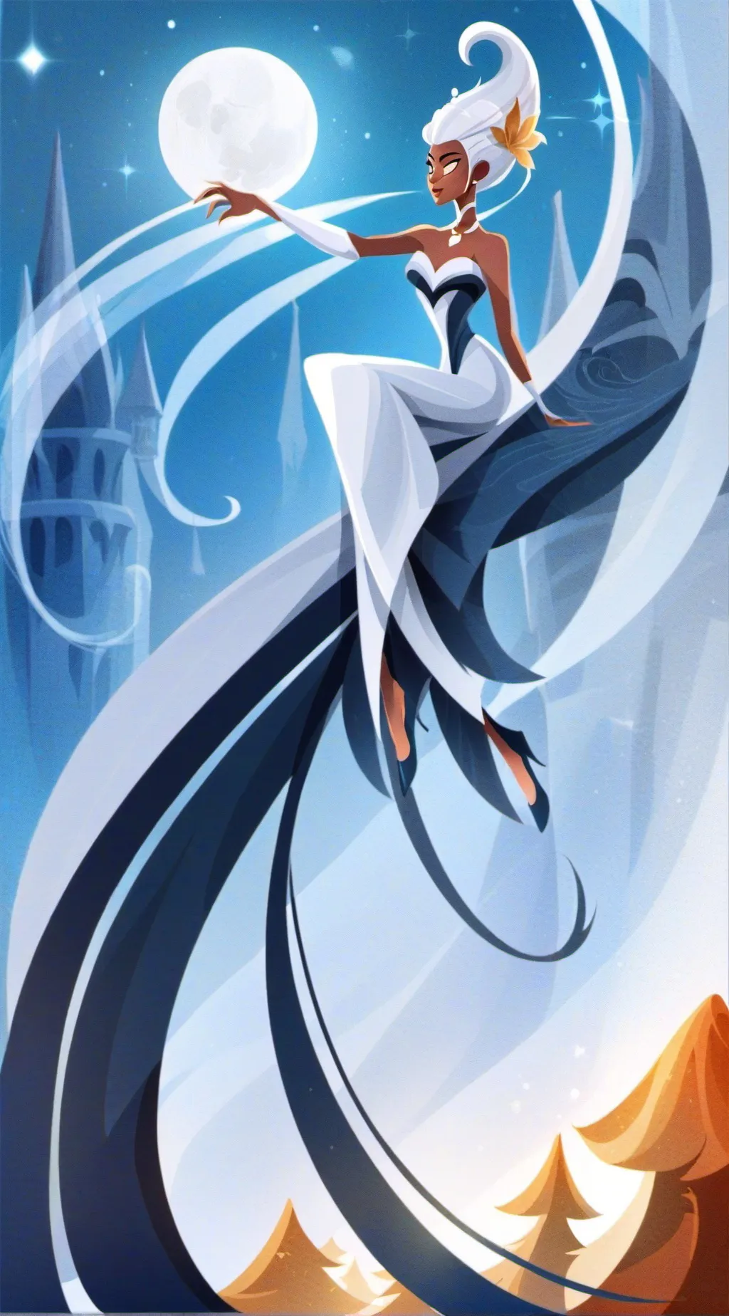 ai character: reine de glace  background