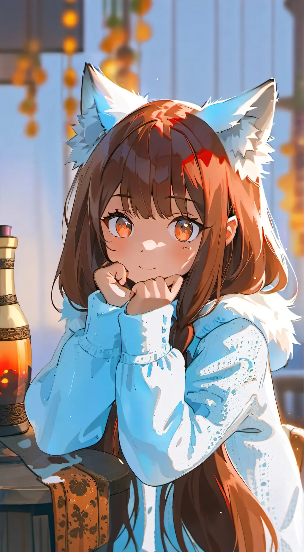 ai character: Rubi the Red Furry Spirit background