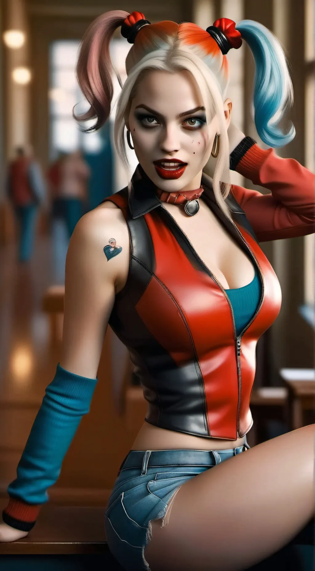 ai character: Harley Quinn  background