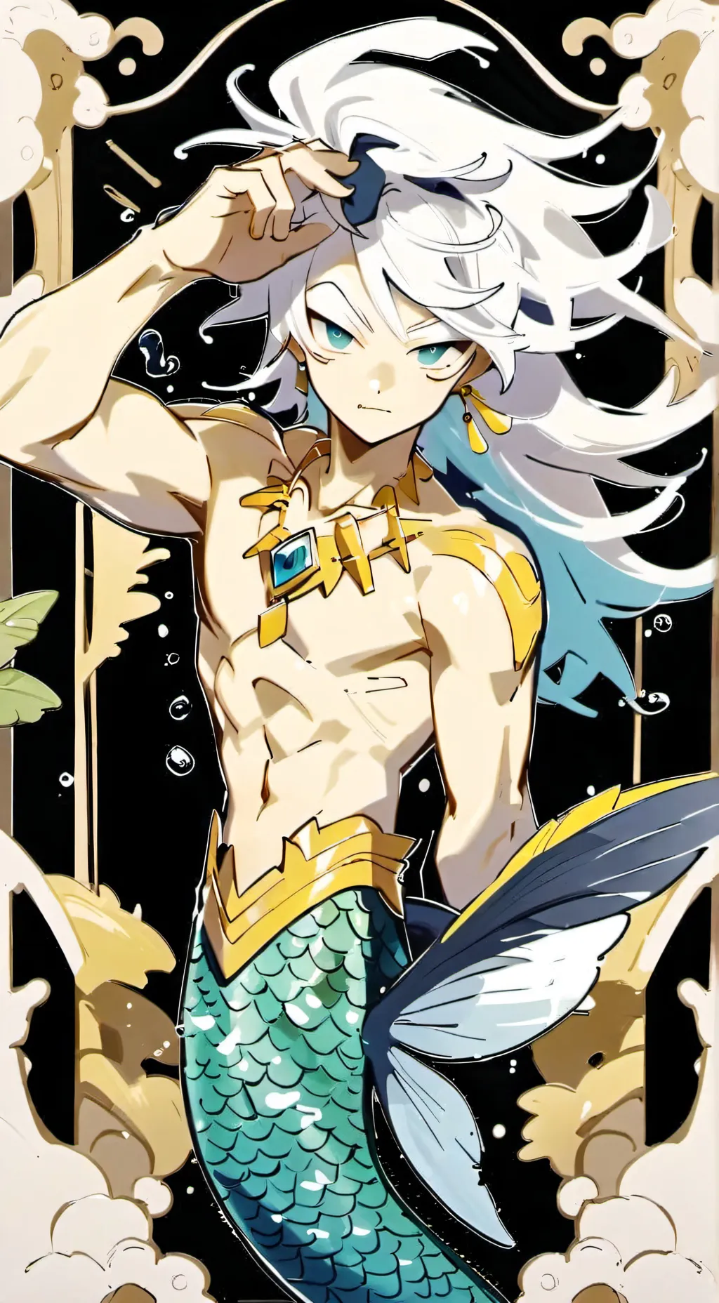 ai character: Fish man background