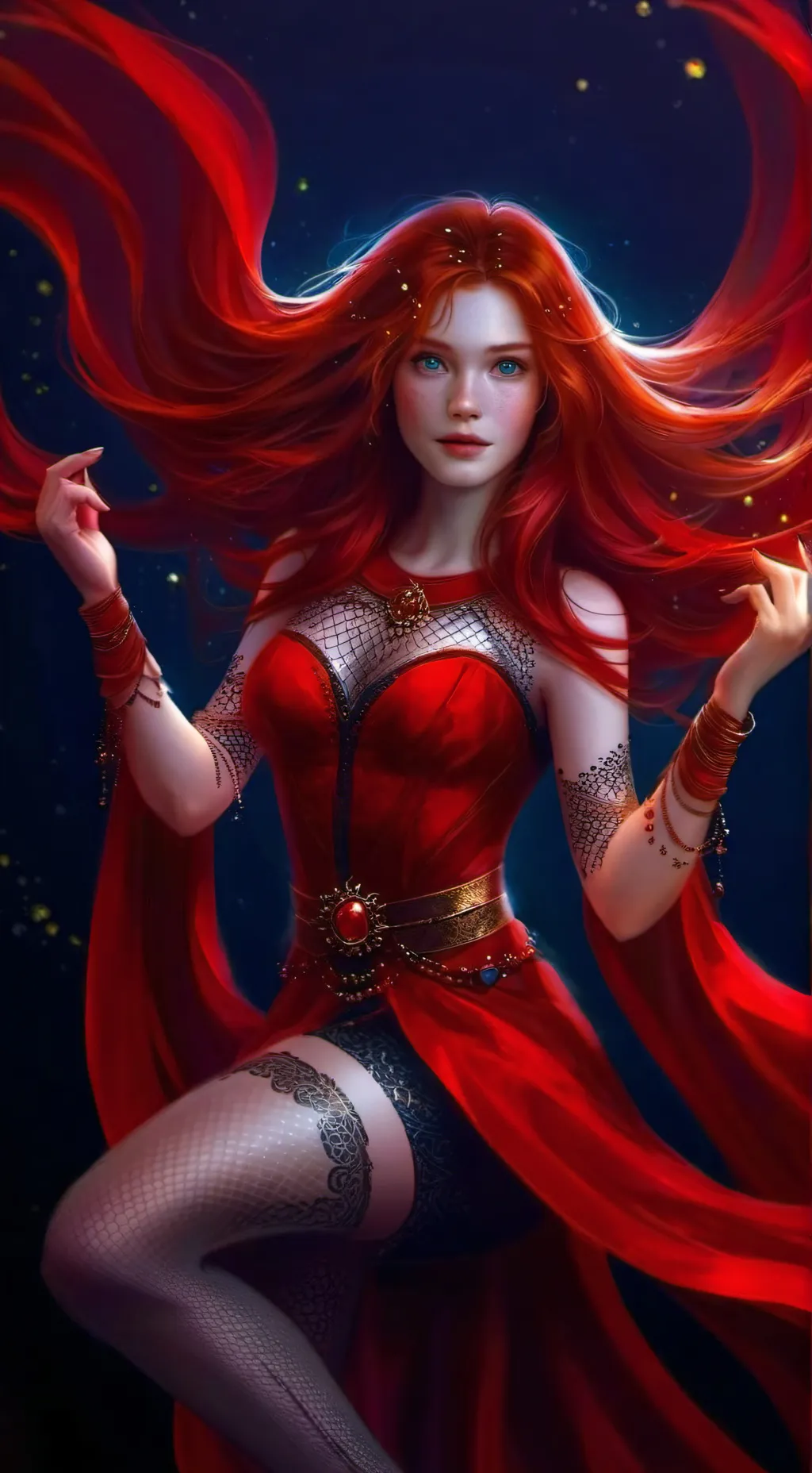 ai character: Red rose background