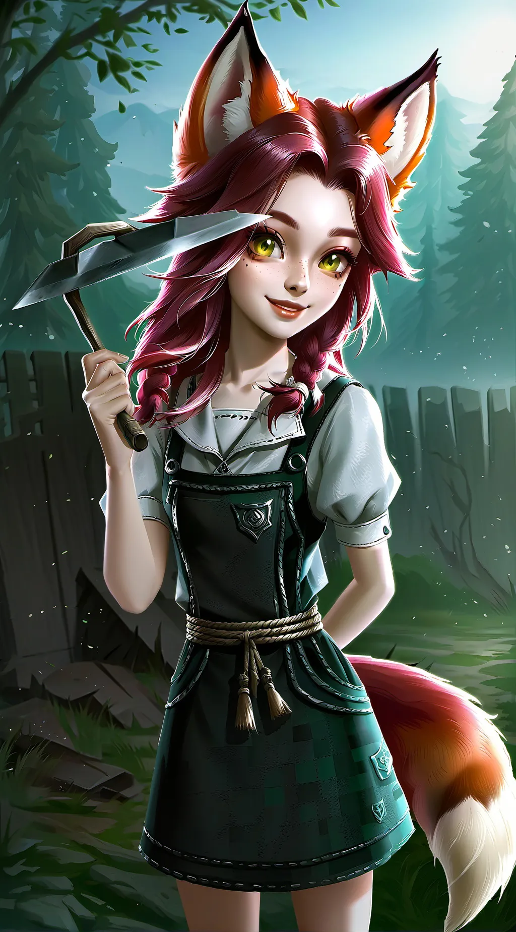 ai character: FoxSpirit Furry background
