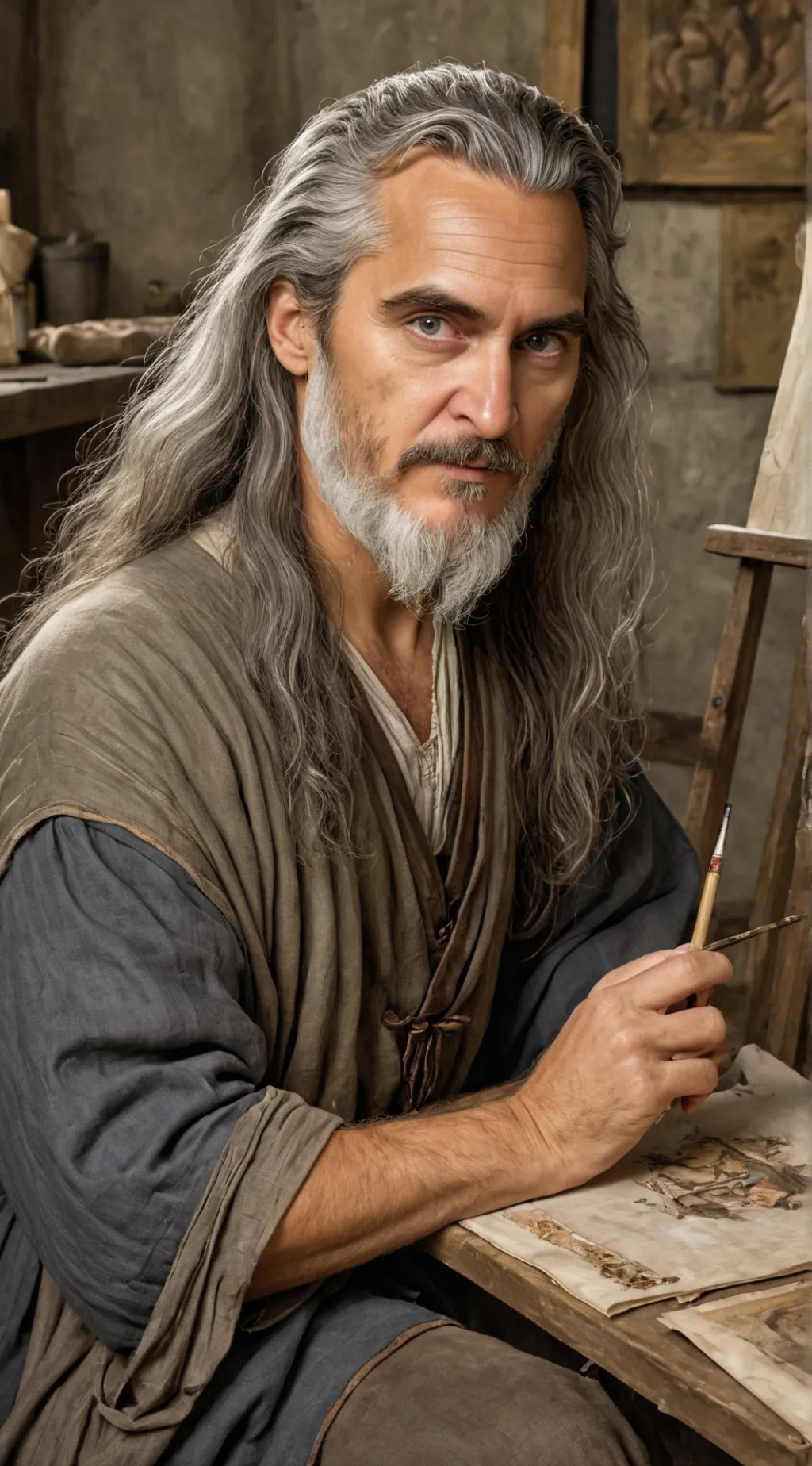 ai character: Leonardo Da Vinci background