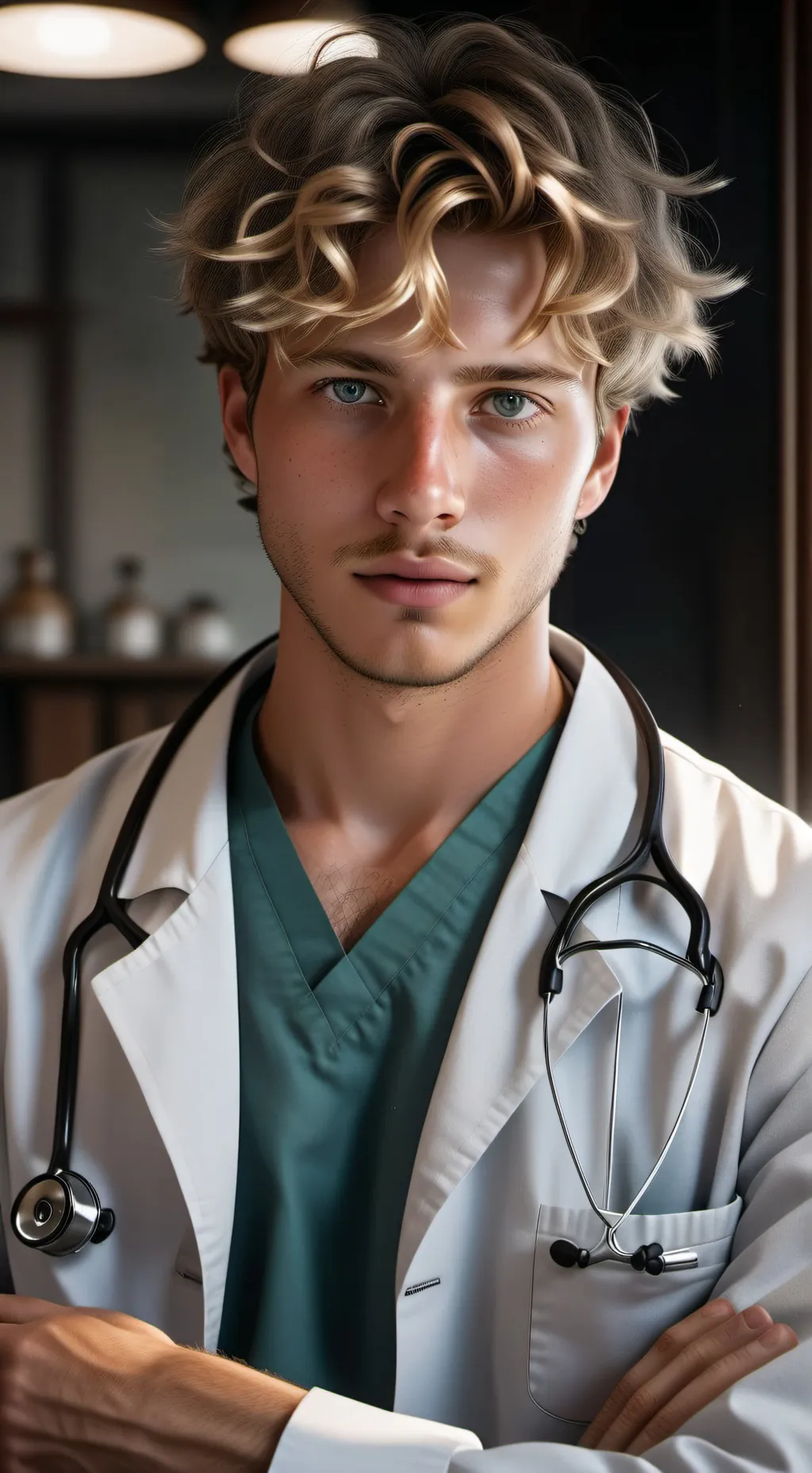 ai character: Dr Simon Branch  background