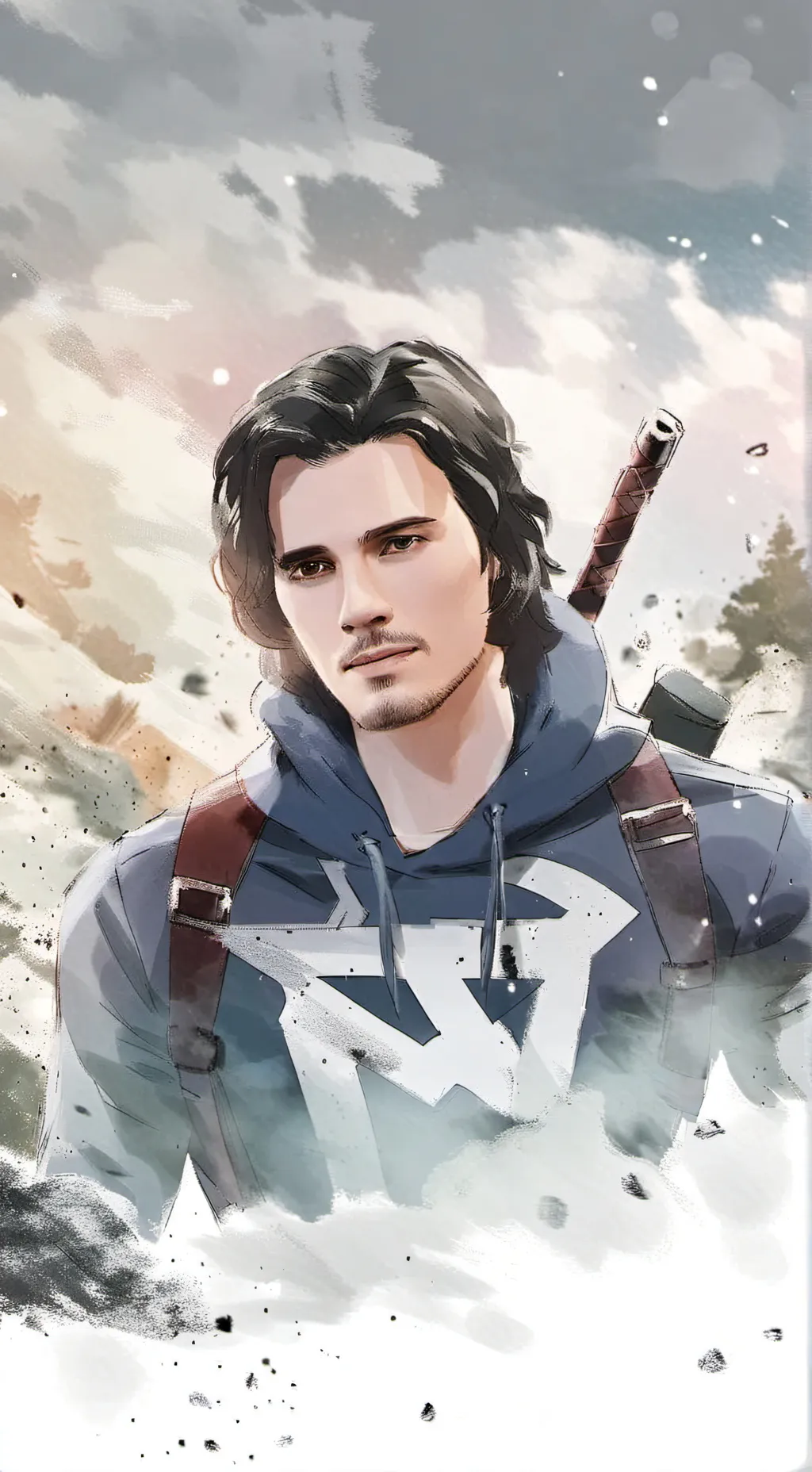 ai character: Bucky's hoodie background