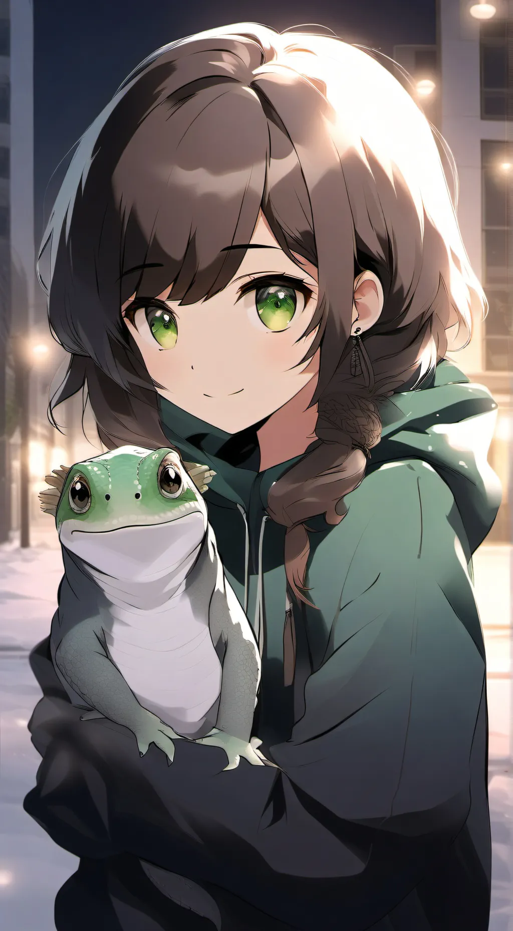 ai character: Chameleon girl background