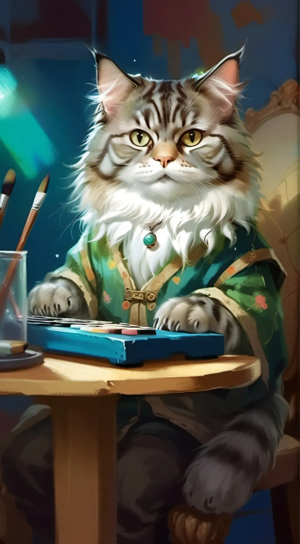 ai character: Brushstroke background