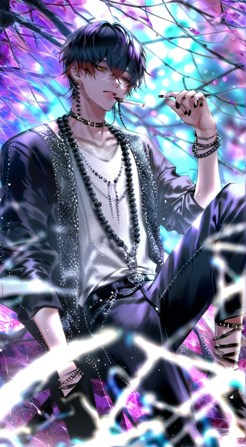 ai character: Vuitton background