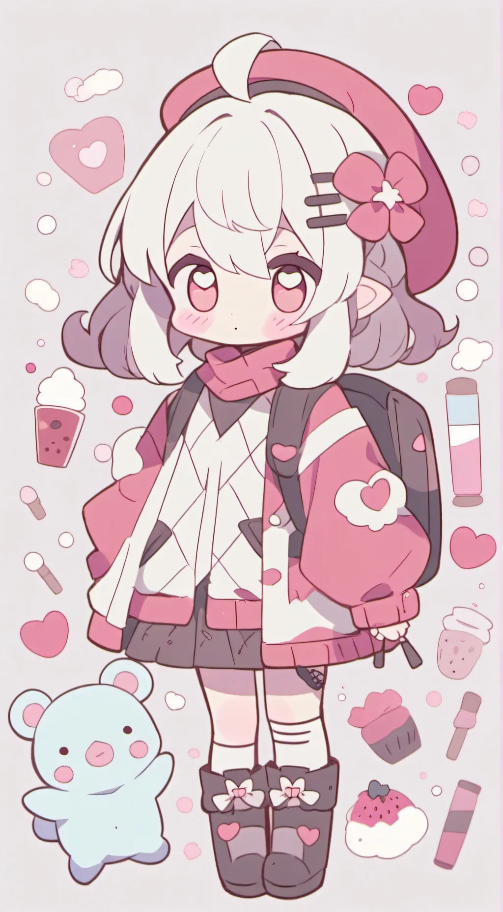 ai character: Pink chibi background