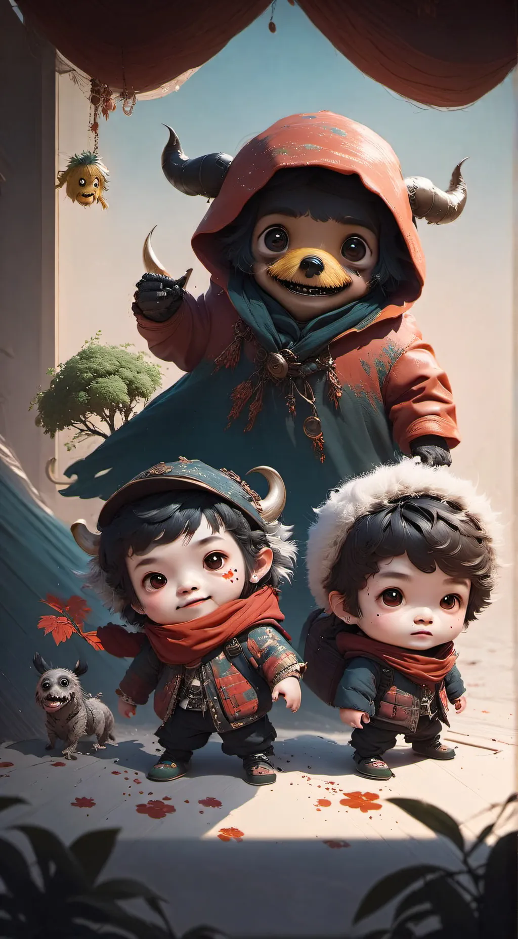 ai character: Monsters under bed background
