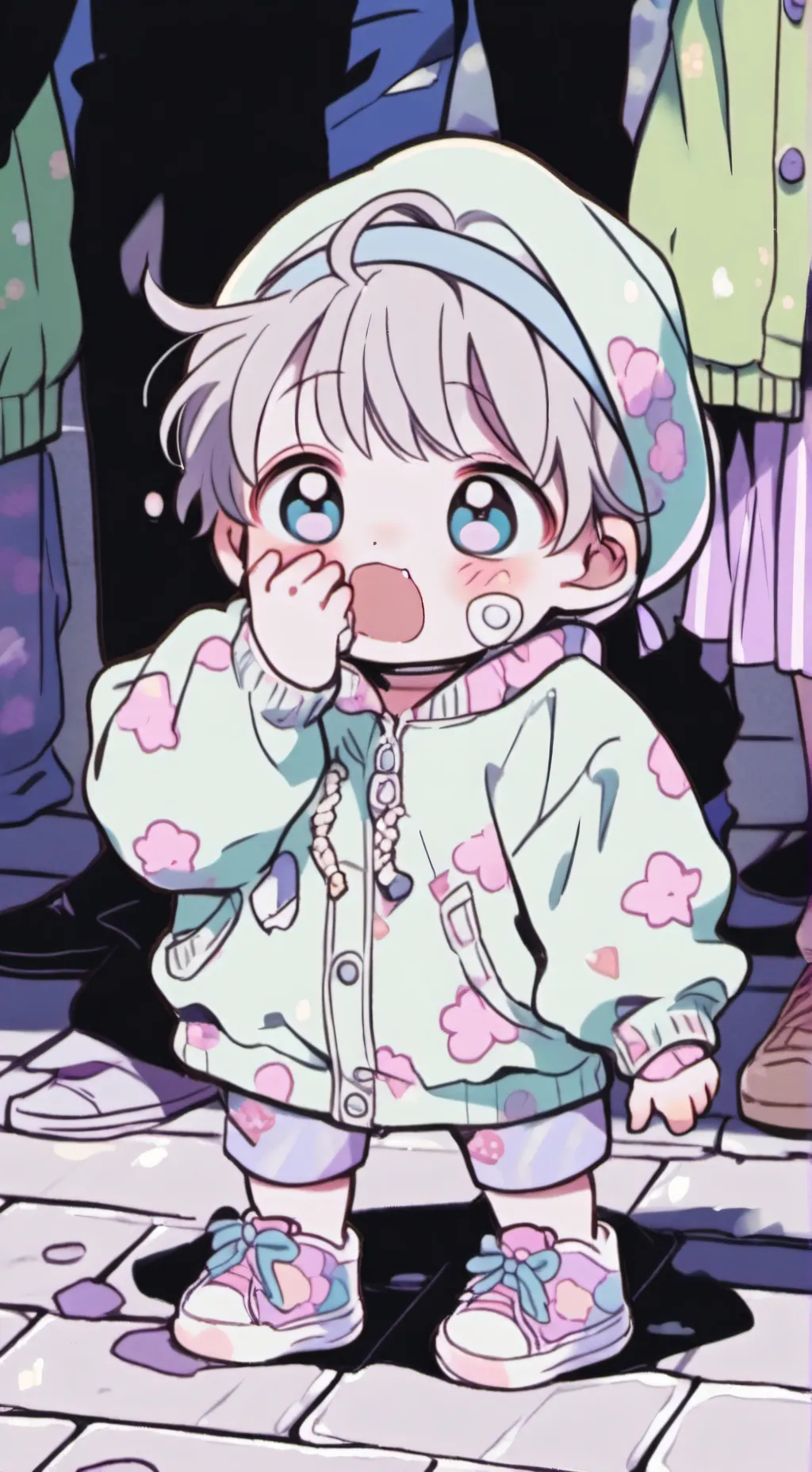 ai character: lost baby  background