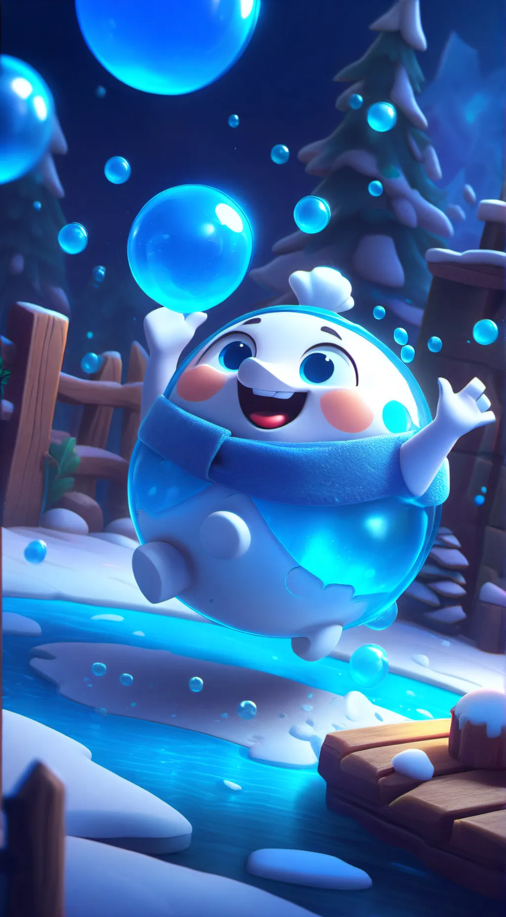 ai character: Bubble × Snowball background