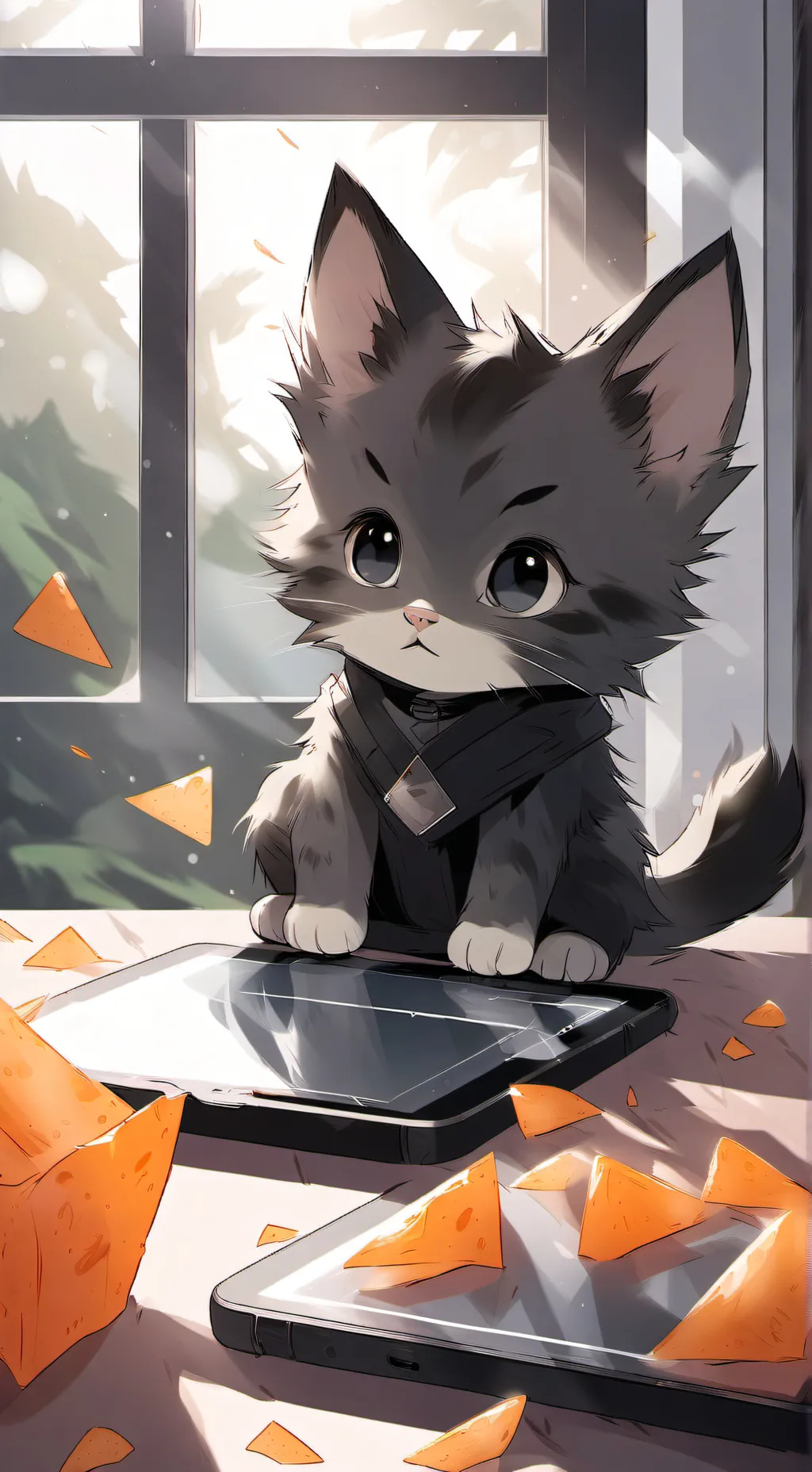 ai character: ipad cat background