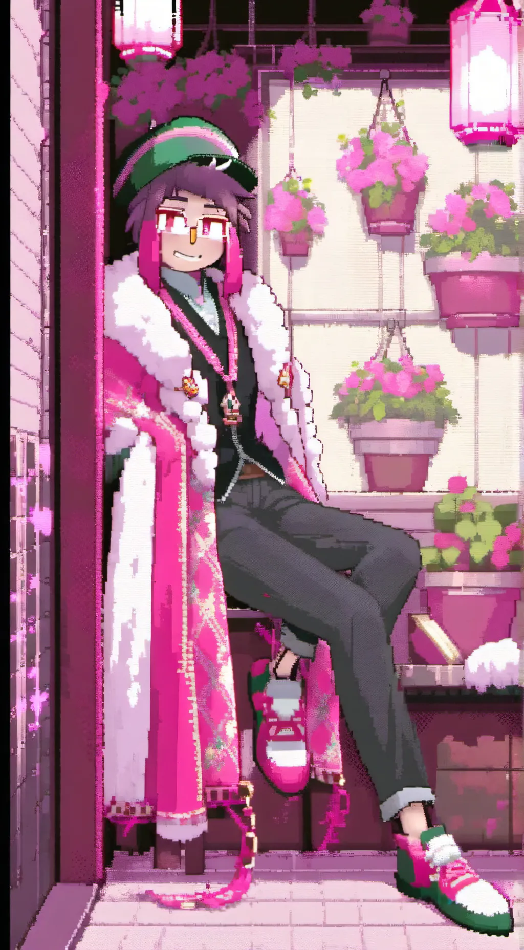 ai character: Pinkmink background