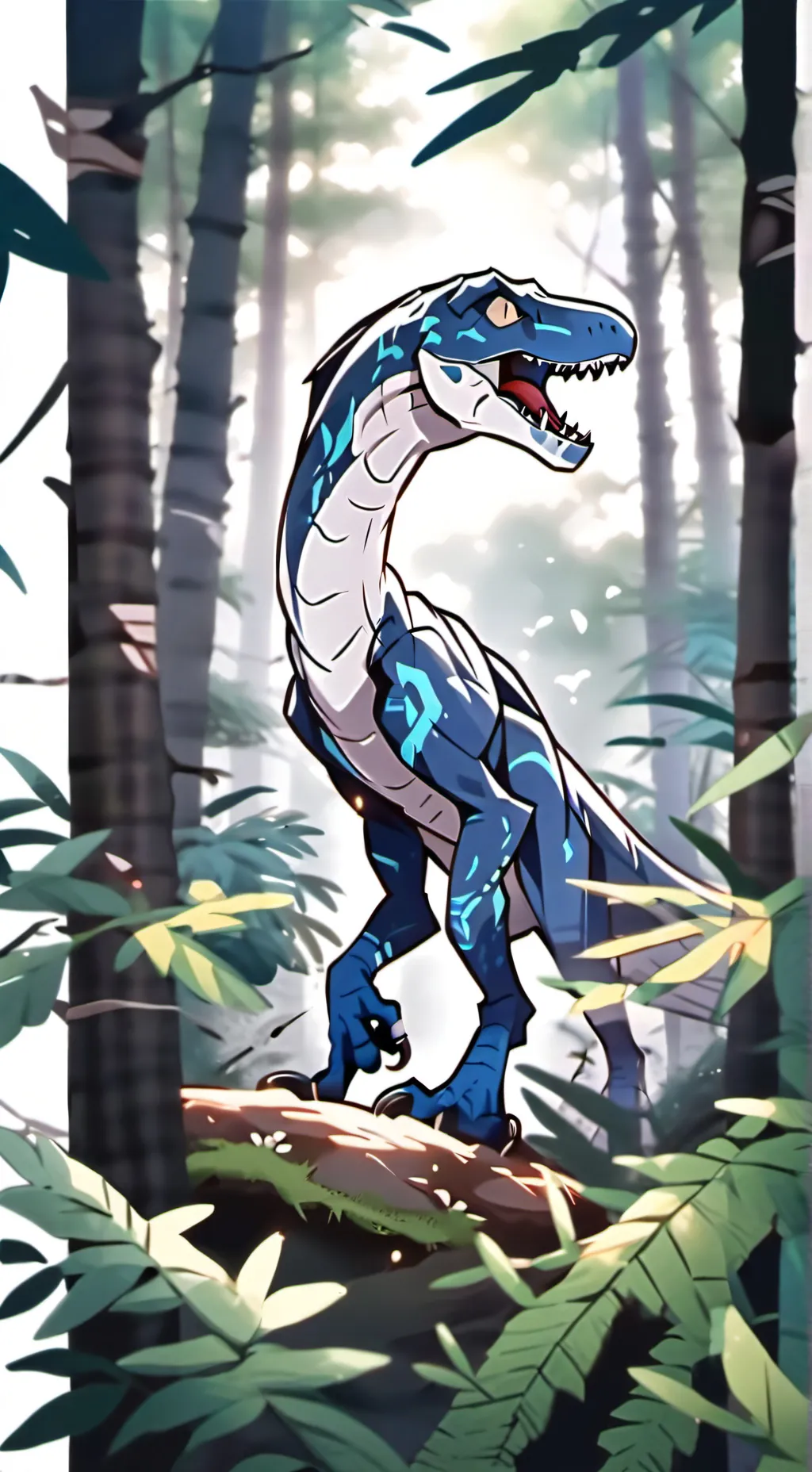 ai character: indoraptor y blue  background