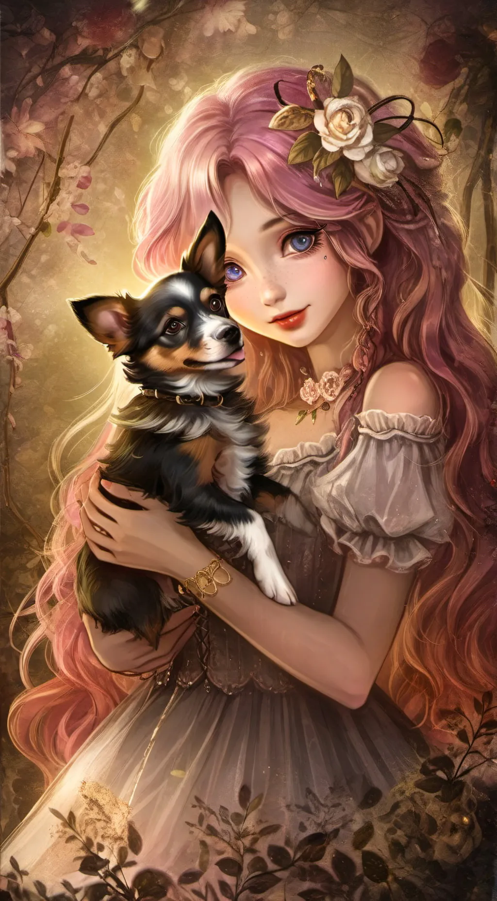 ai character: Roses  background