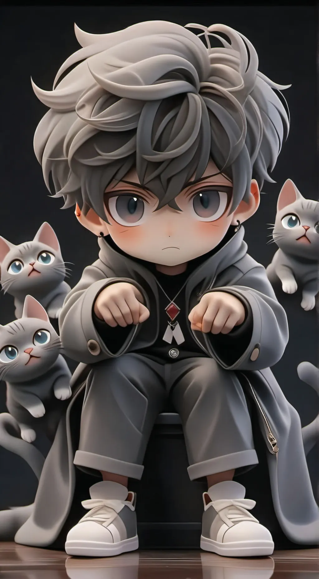 ai character: Grey background
