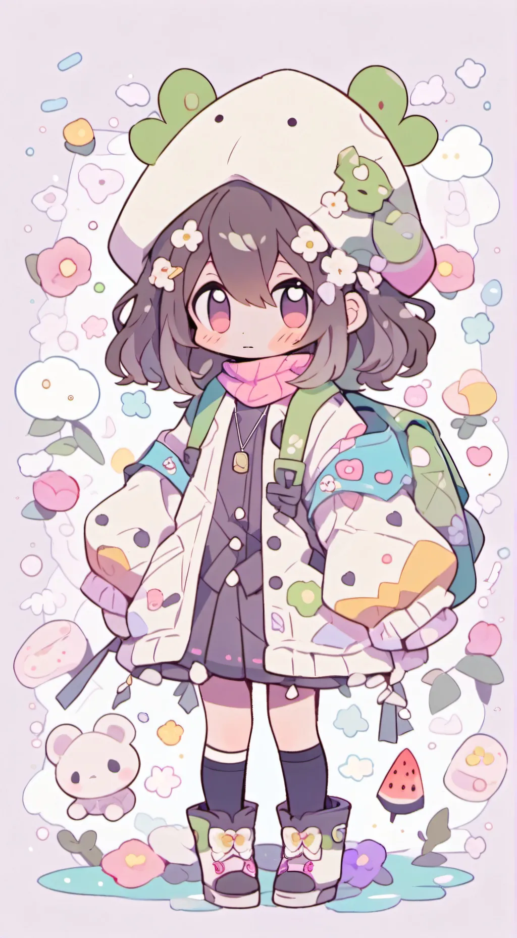 ai character: La credora🥐🥖 background