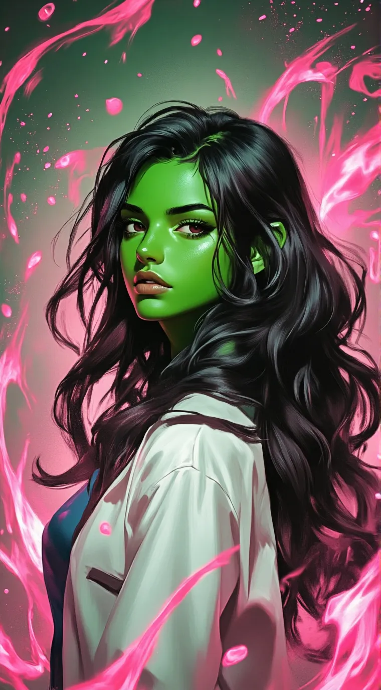 ai character: Lab she hulk. background