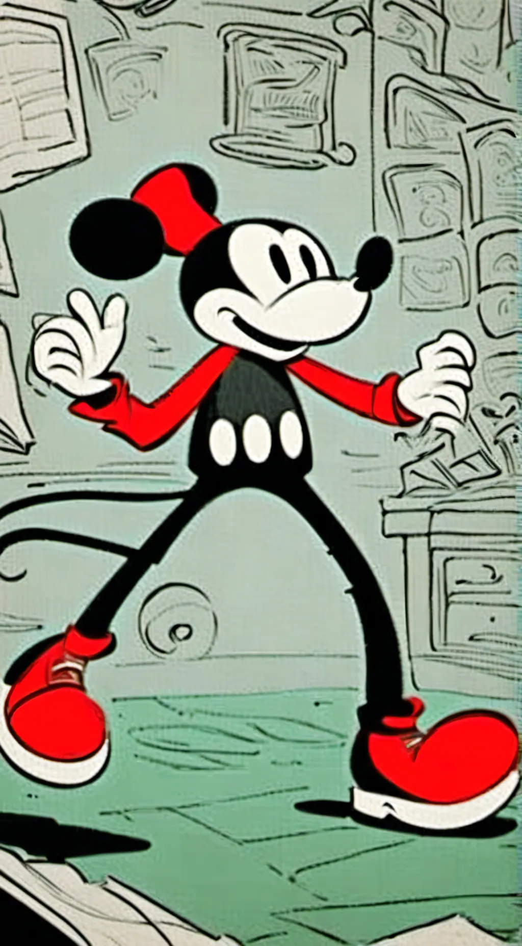ai character: MickeyMouseCartoon background