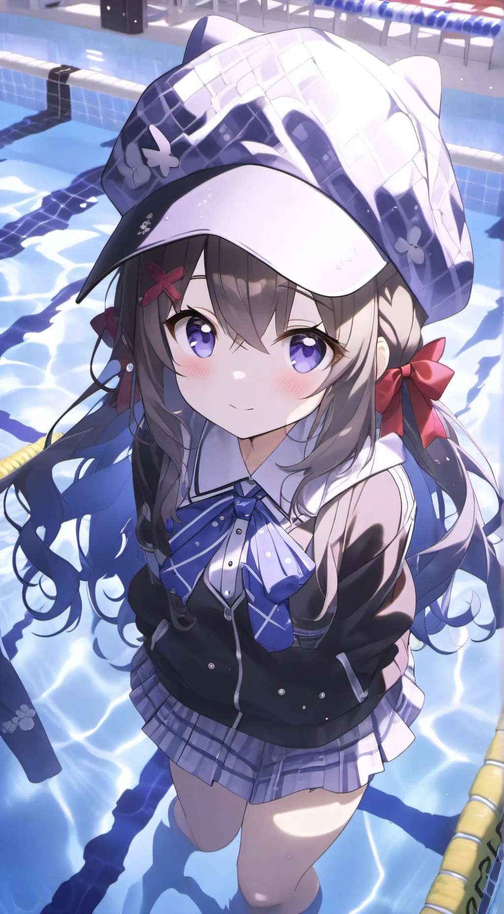 ai character: Victoria natación background