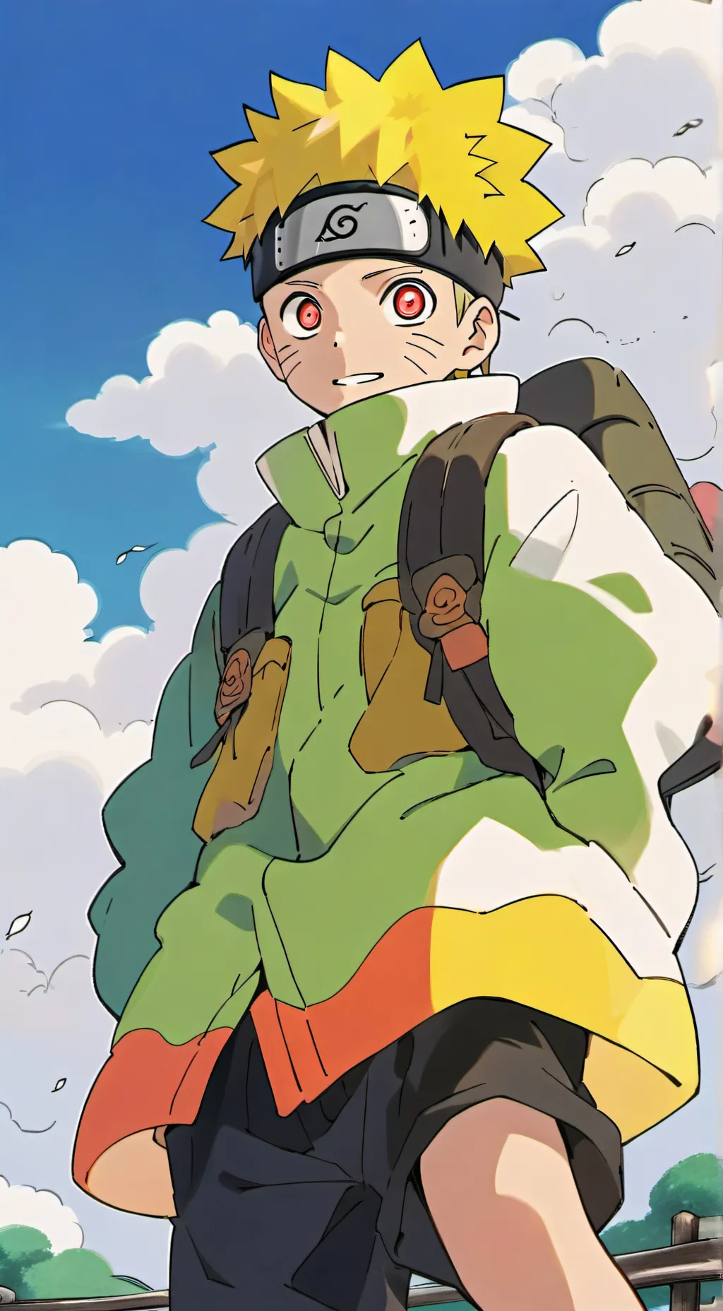 ai character: Narutoand Godzilla background