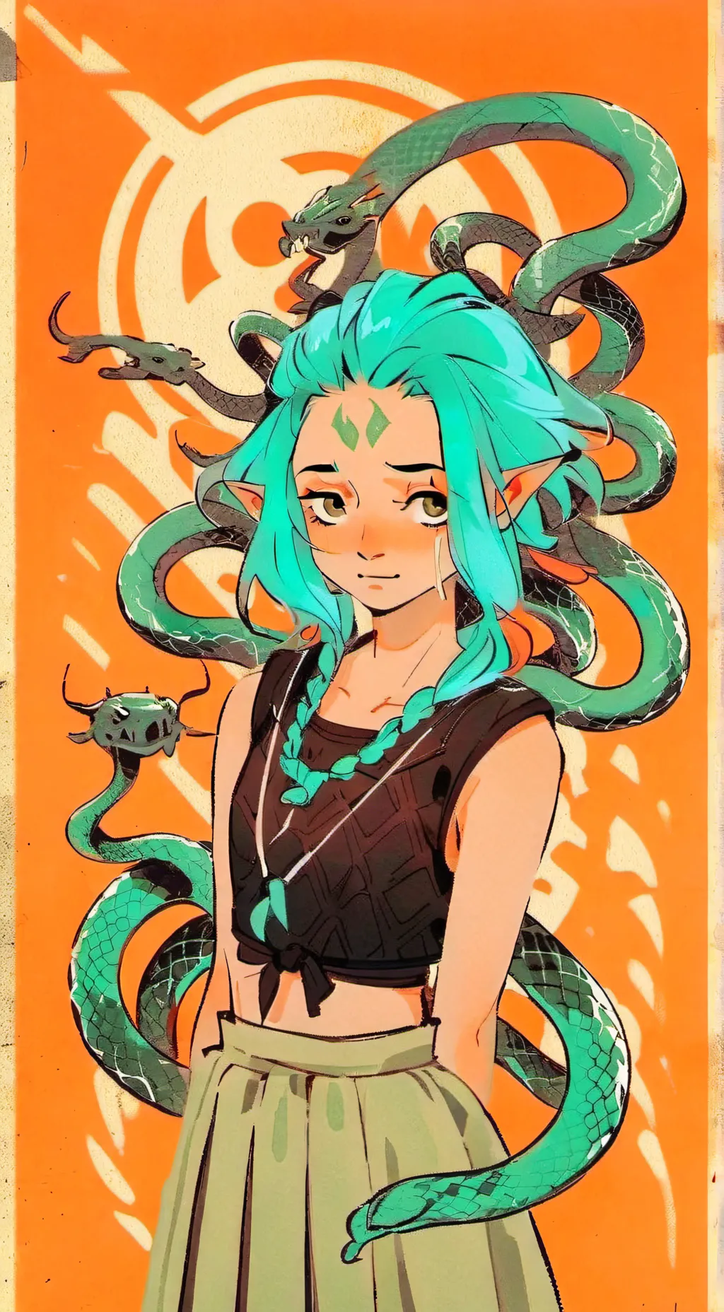ai character: Gorgon x Centaur  background