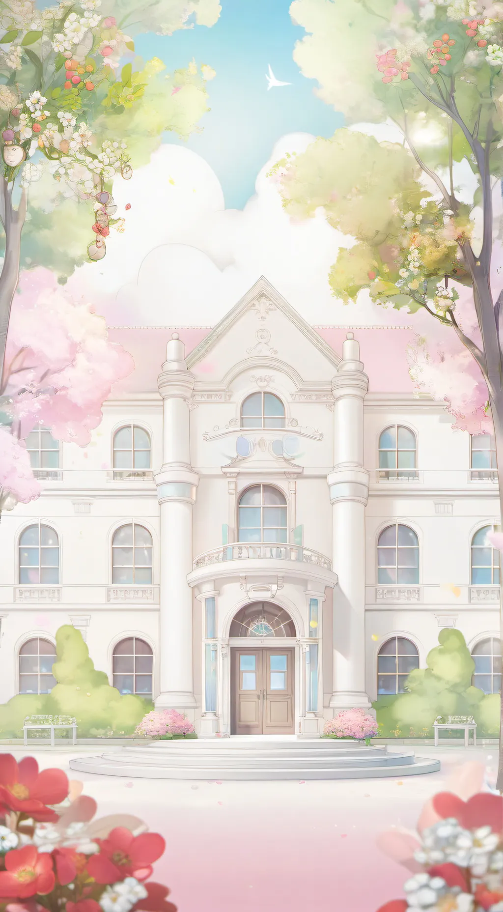 ai character: 🌸 escuela 🌸 background