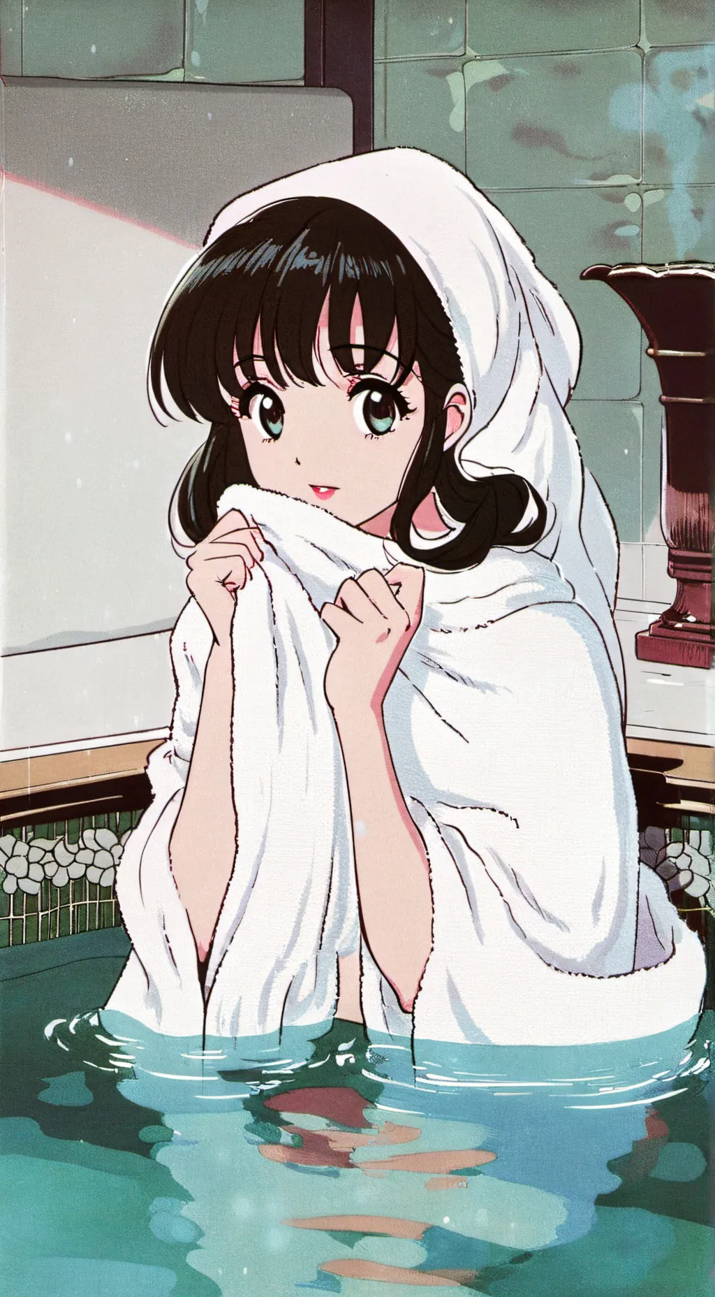 ai character: Hot spring background