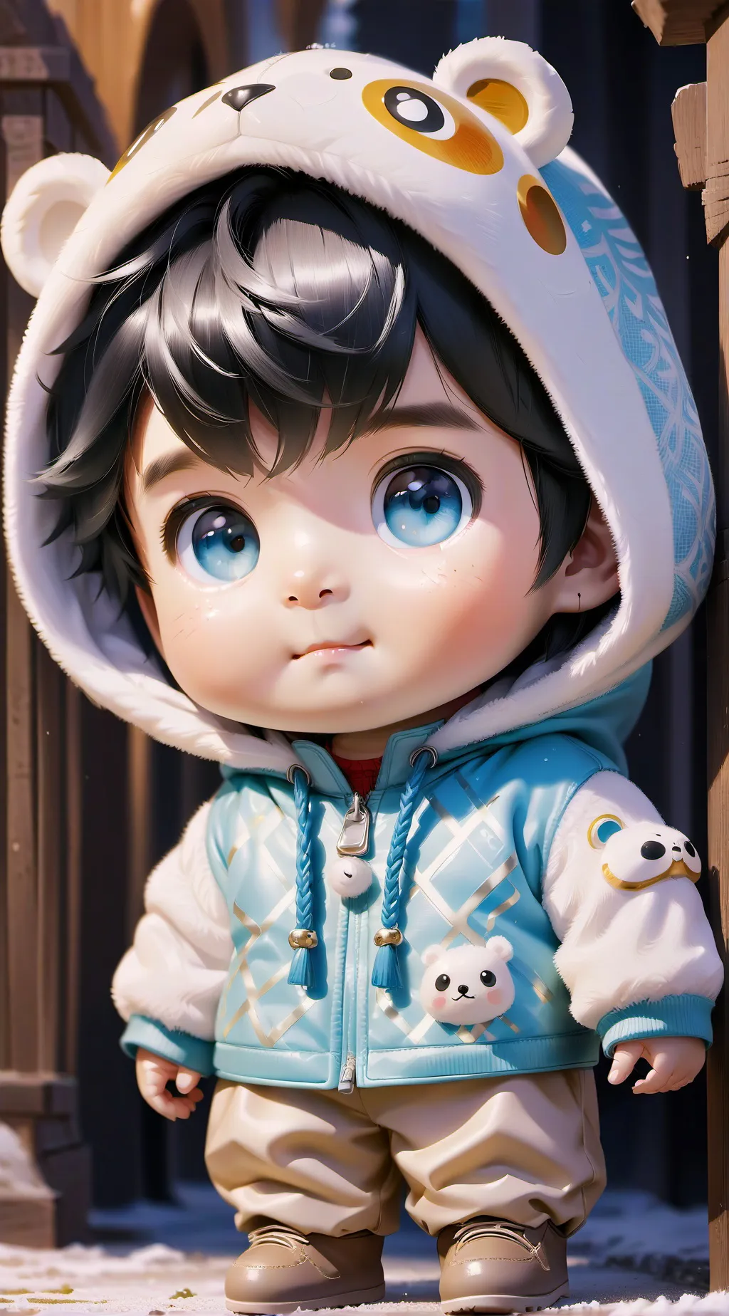 ai character: SnowBear background