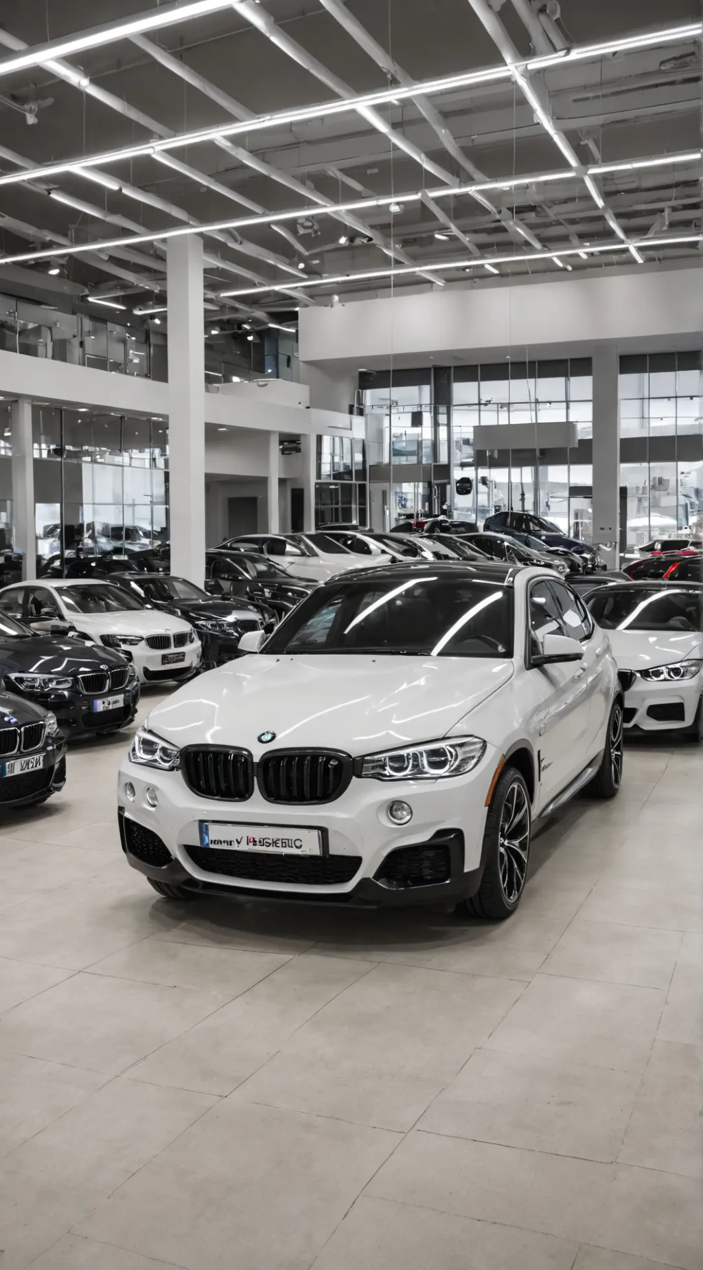 ai character: BMW dealership ￼ background