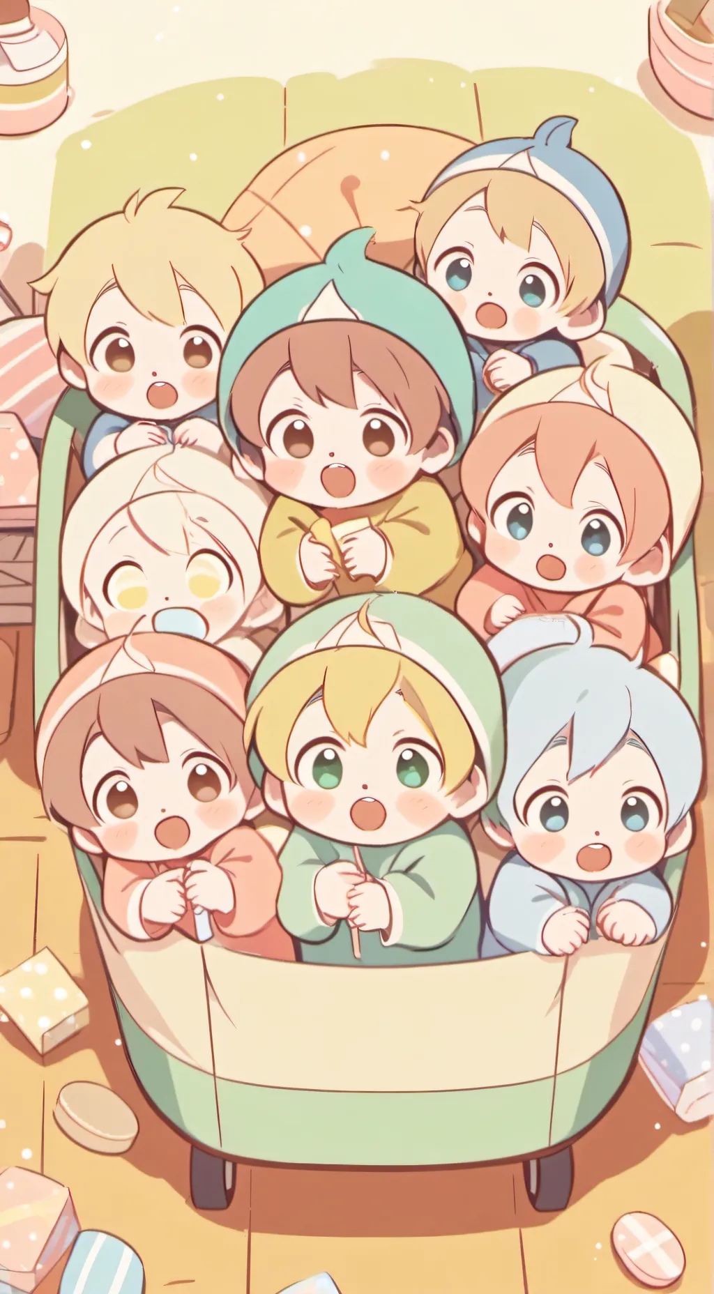 ai character: 25 bébés background