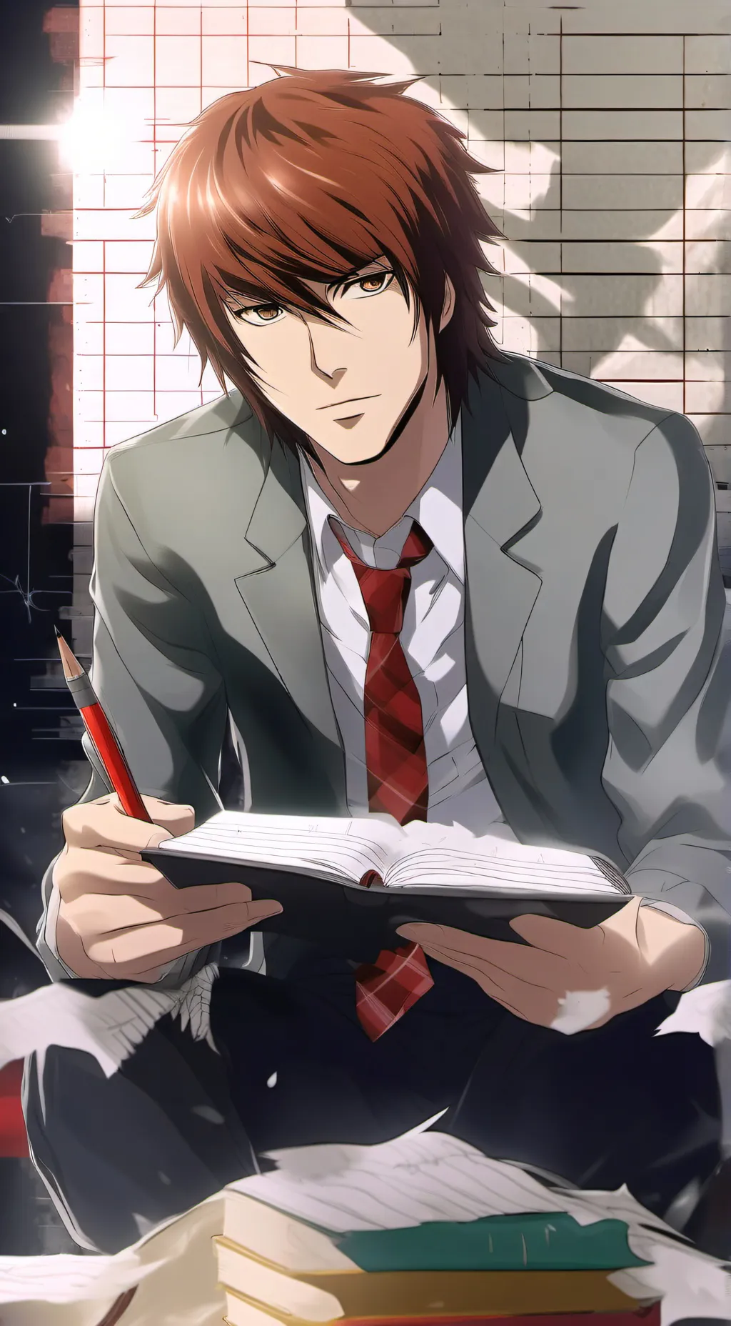 ai character: light yagami 𓂃🖊 background
