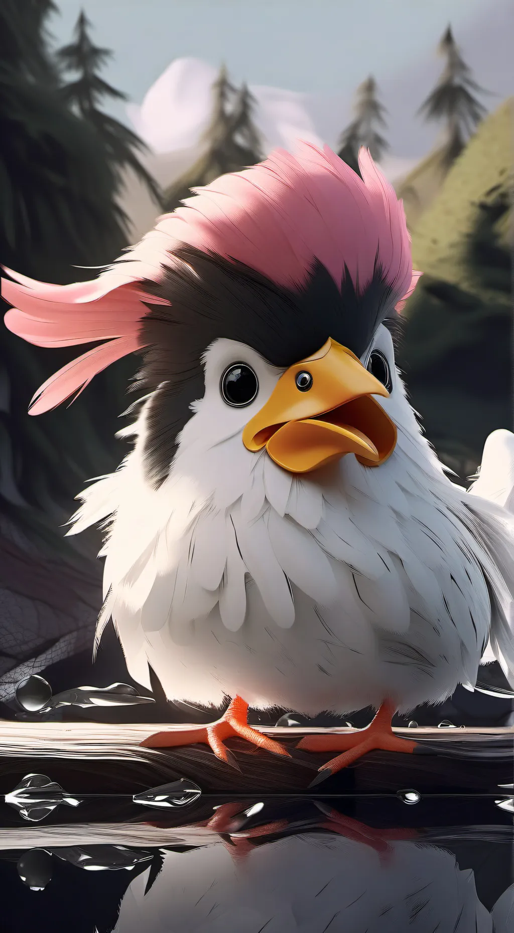 ai character: pollito colorido background