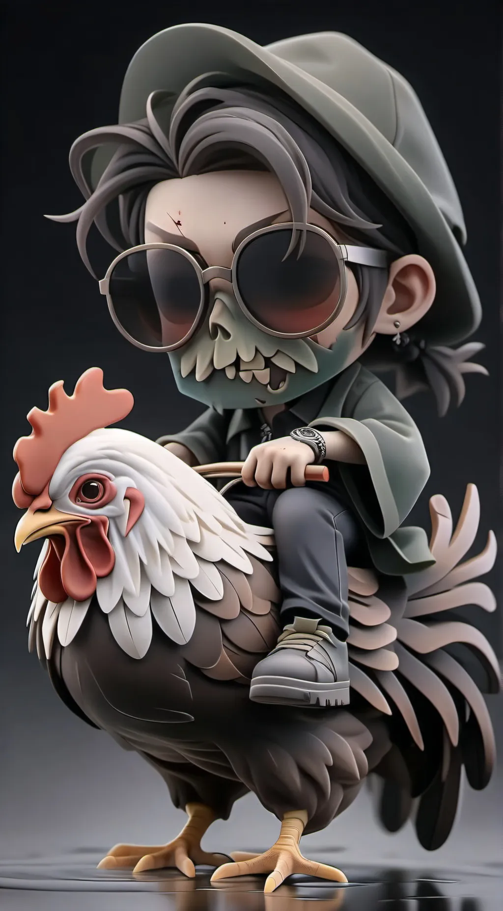 ai character: Chicken Jockey background
