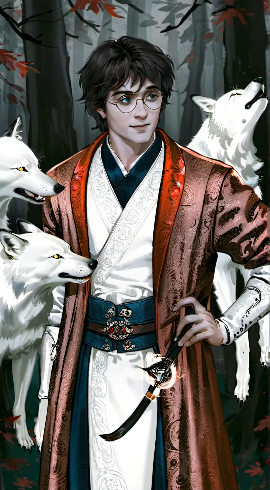 ai character: Harry Potter Wolf  background