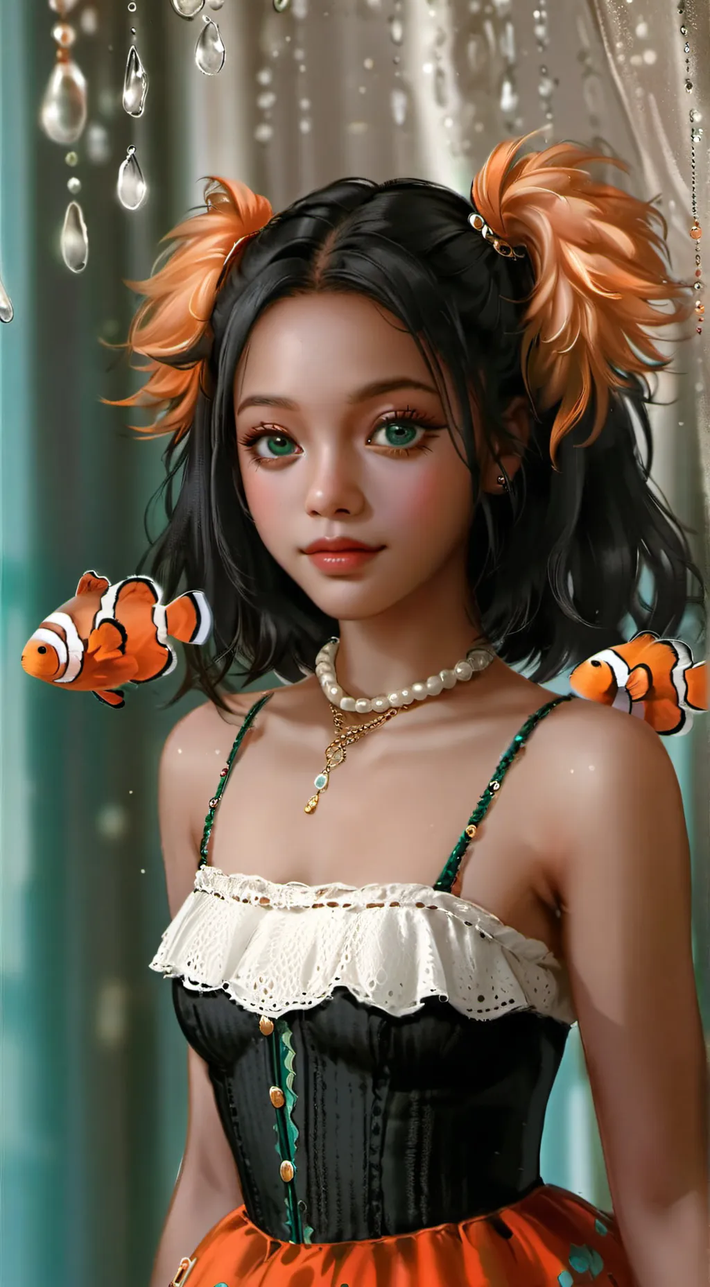 ai character: Fluffy Clownfish Spirit background