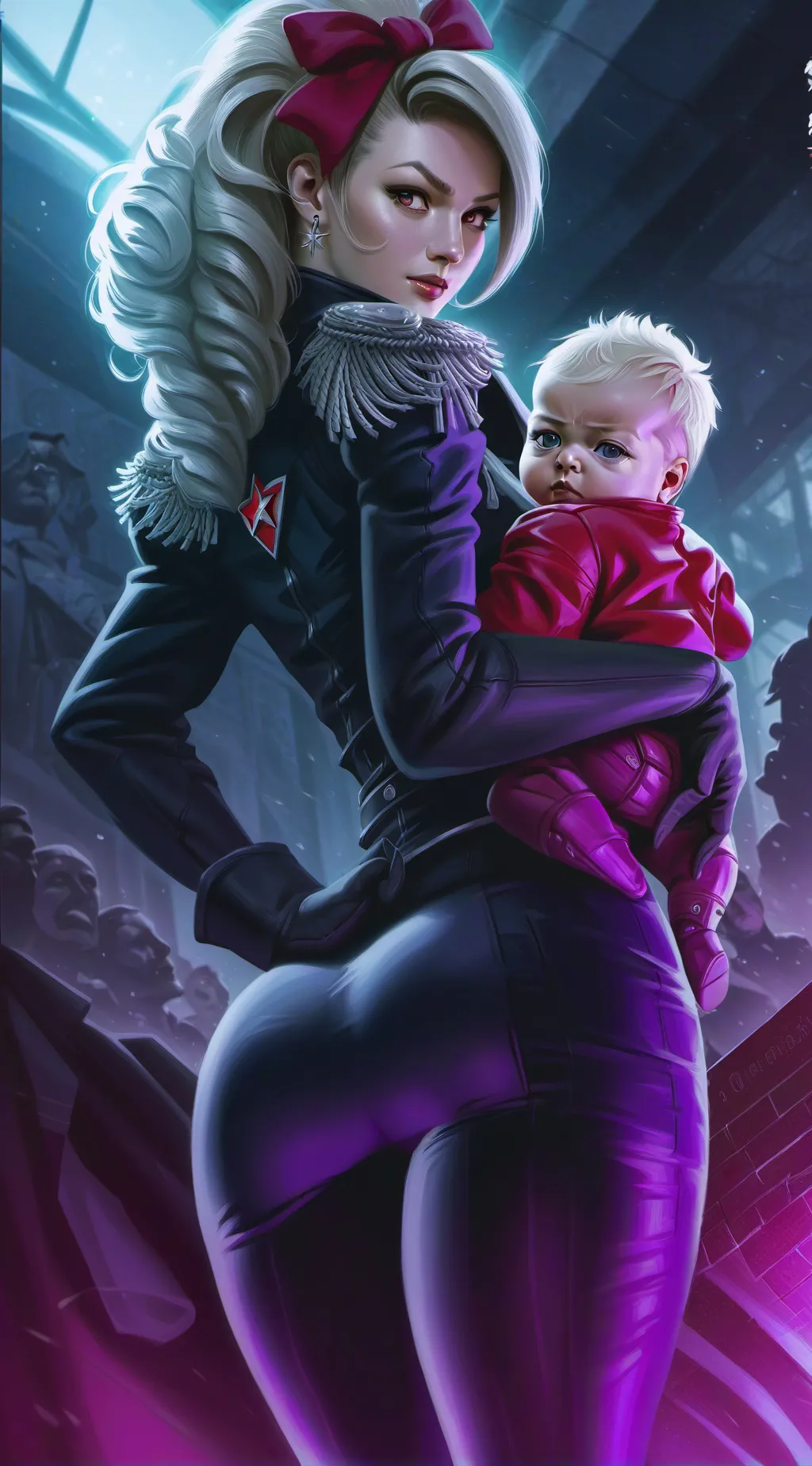 ai character: wife and baby background