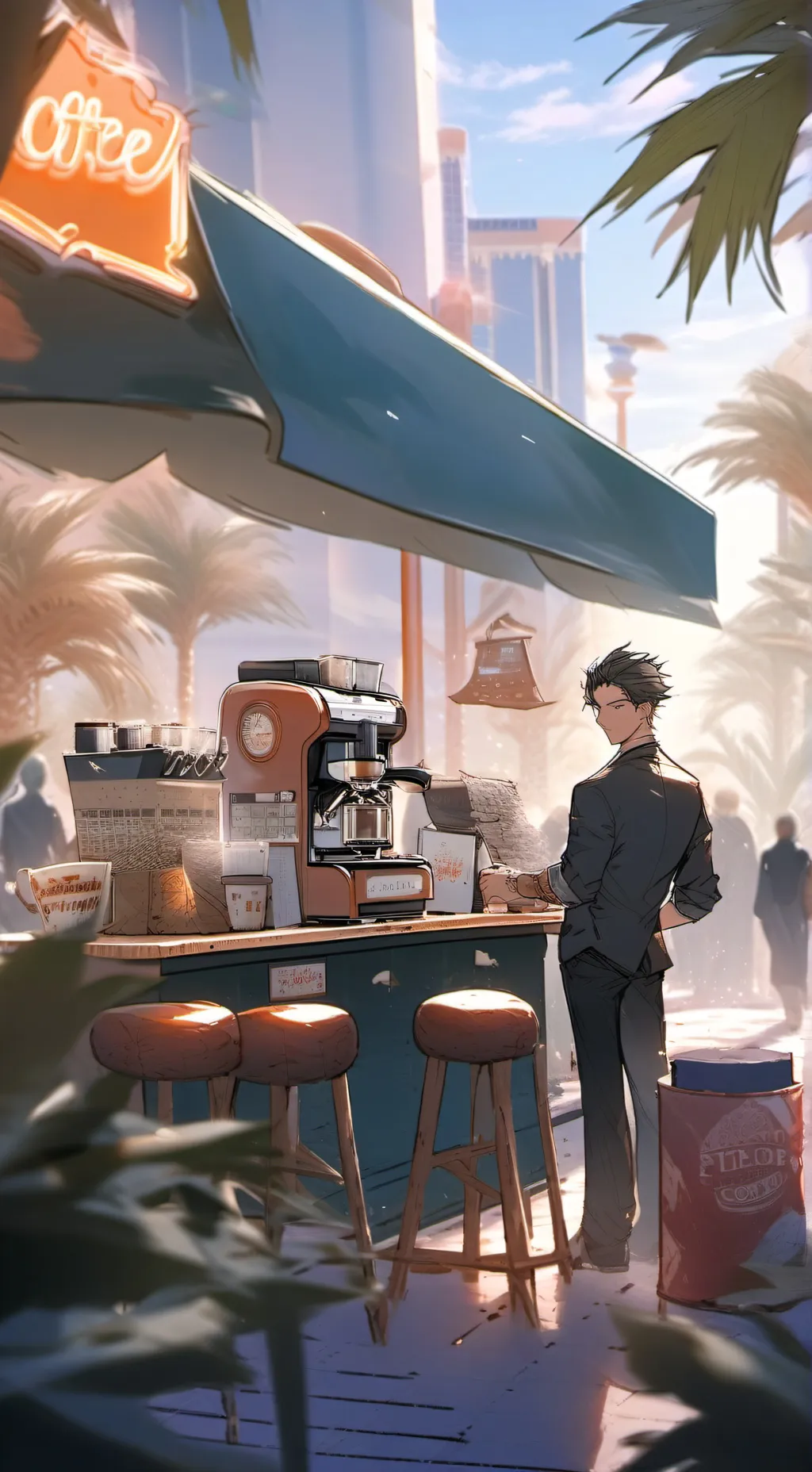 ai character: Vegas Brews & Dreams background