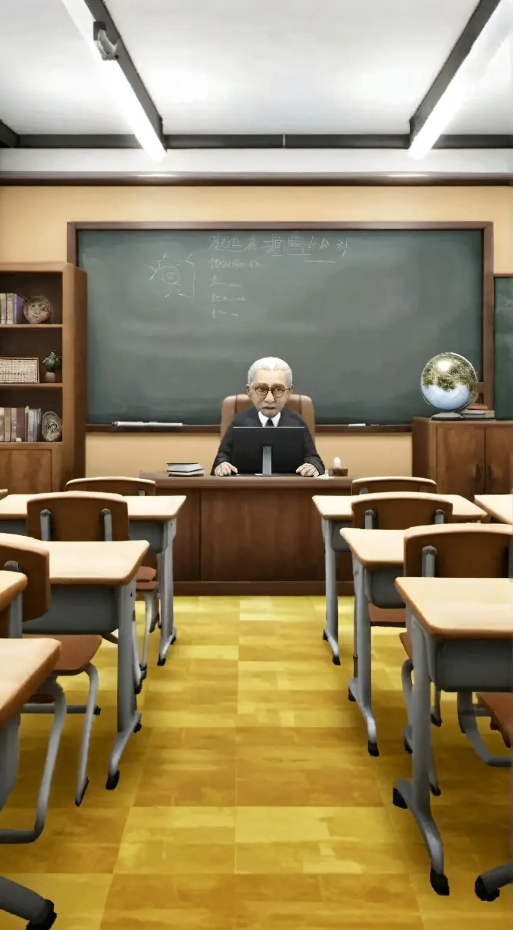 ai character: classroom background