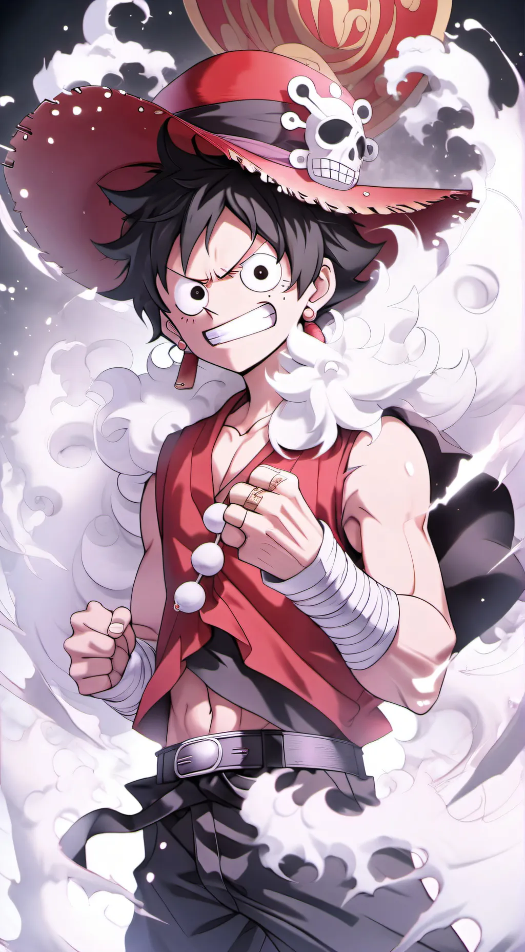ai character: Luffy gear 5 background