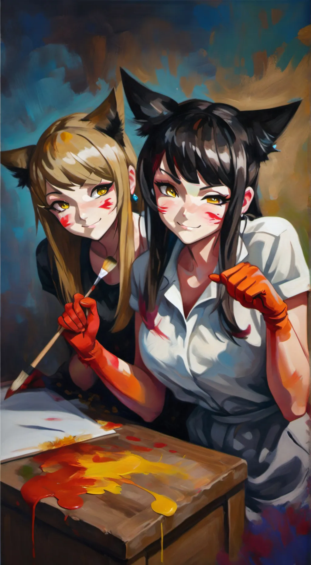 ai character: Karina y Lorena  background