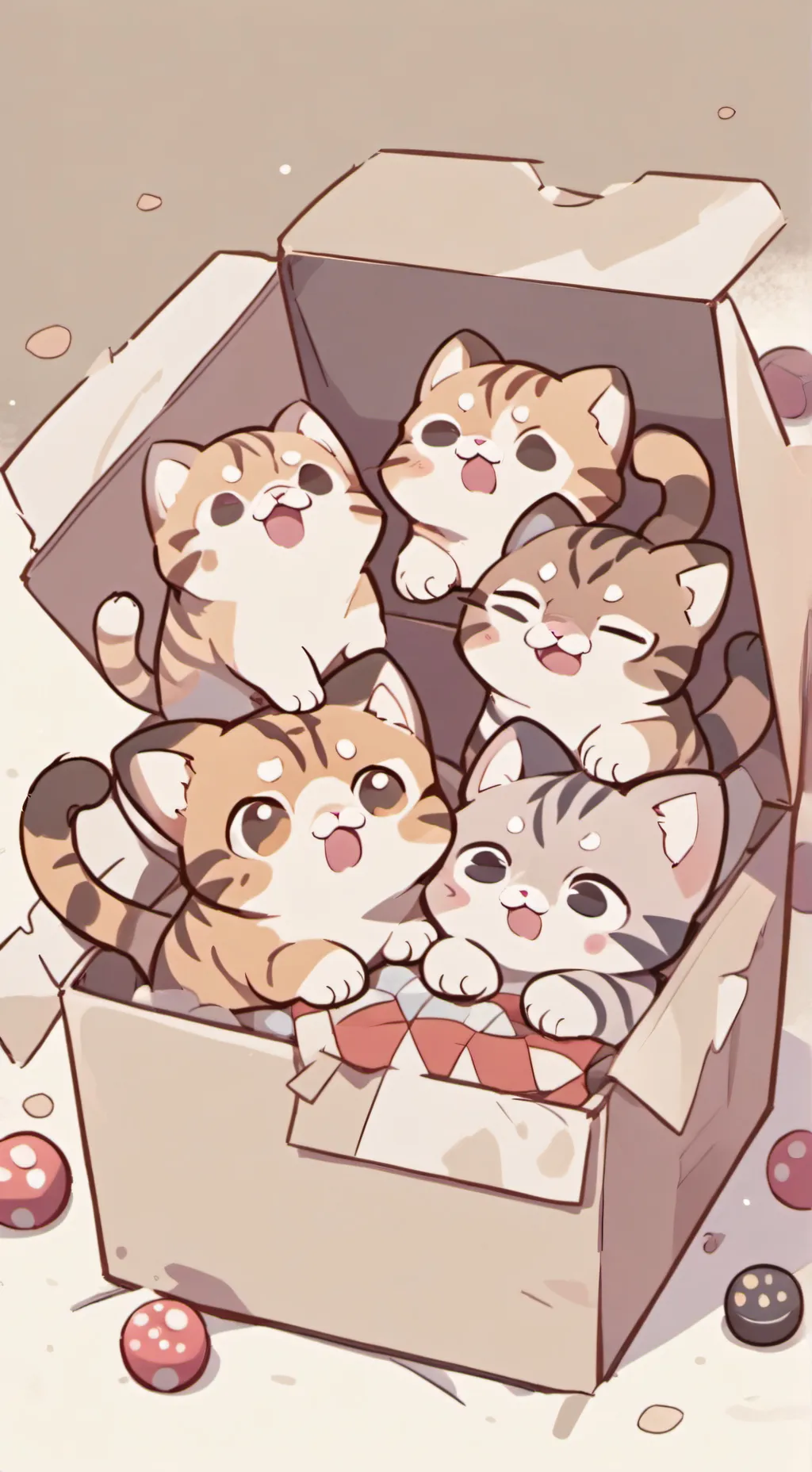 ai character: Mom and kittens  background
