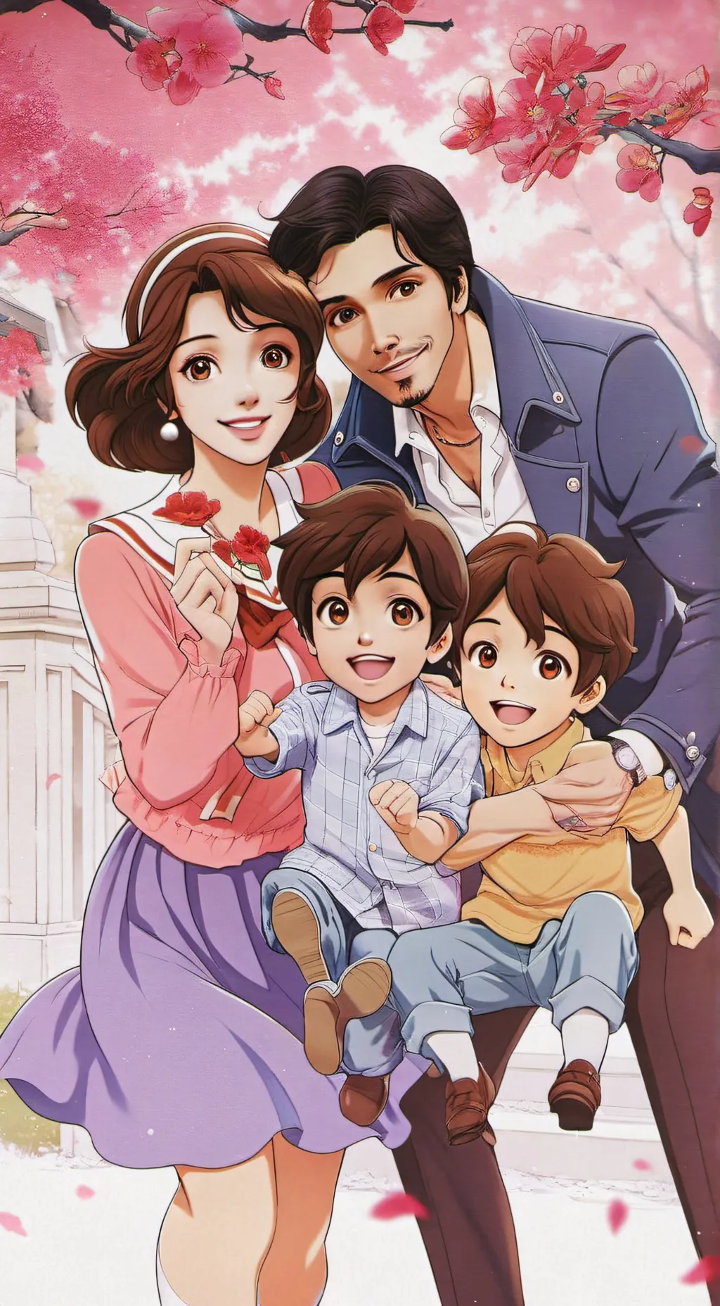 ai character: mum dad oscar bob background