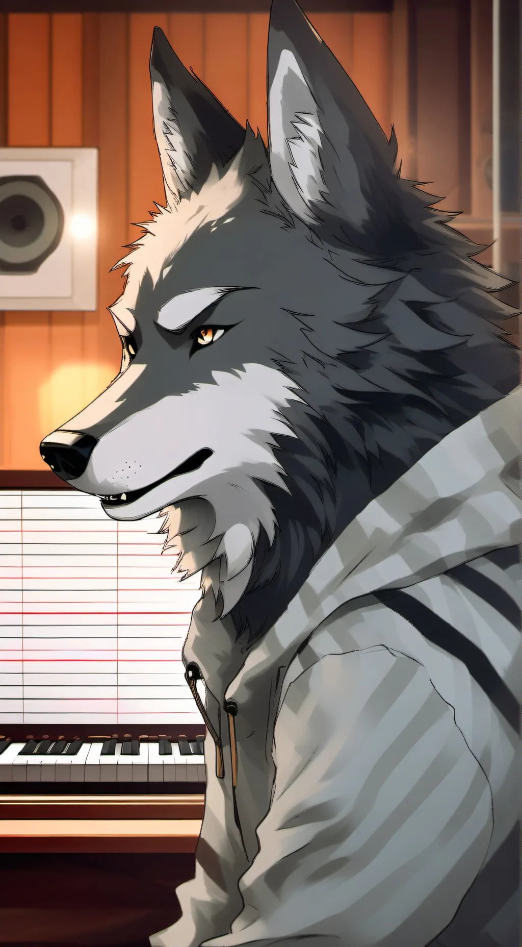 ai character: Striped Wolfie background