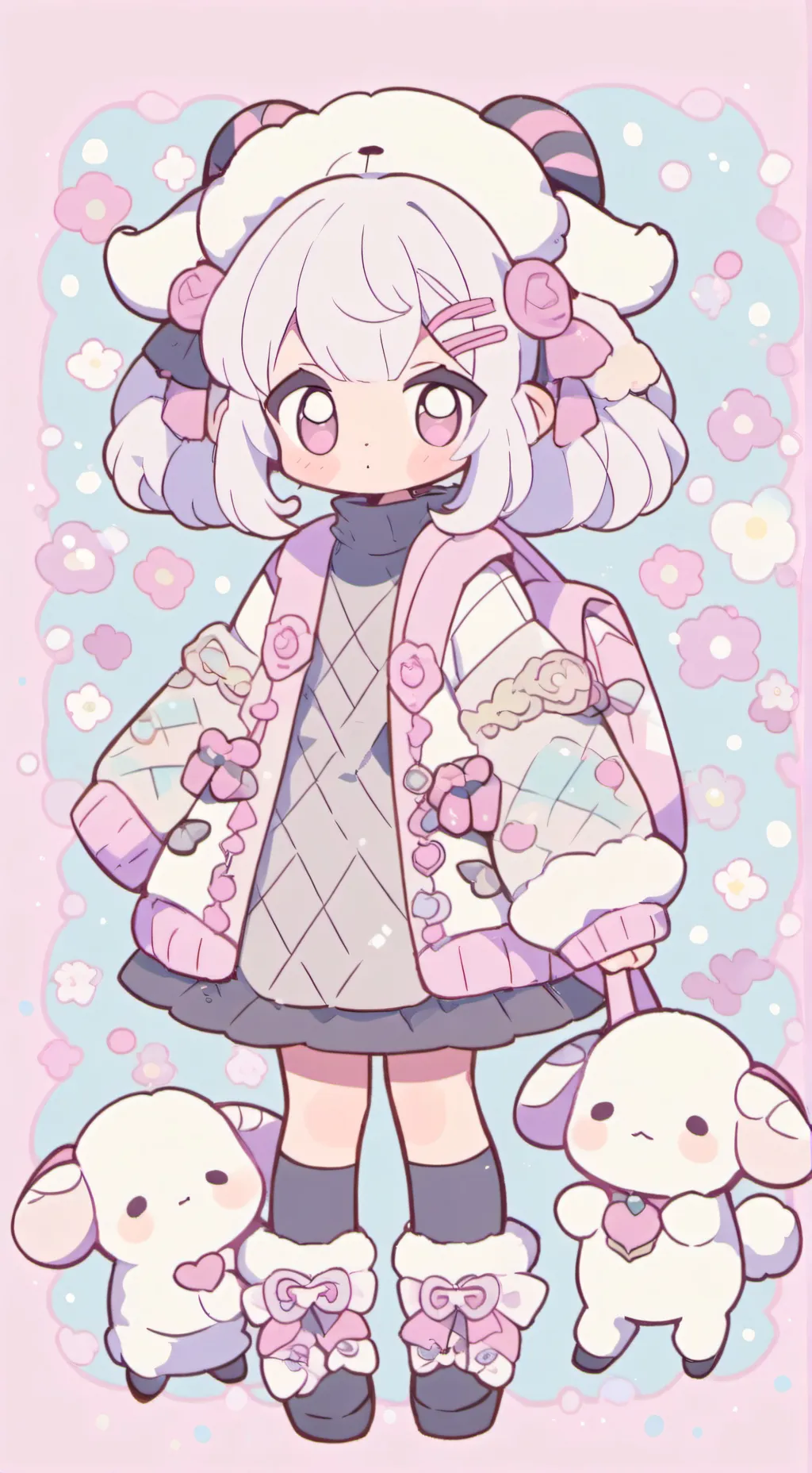 ai character: mouton rose background
