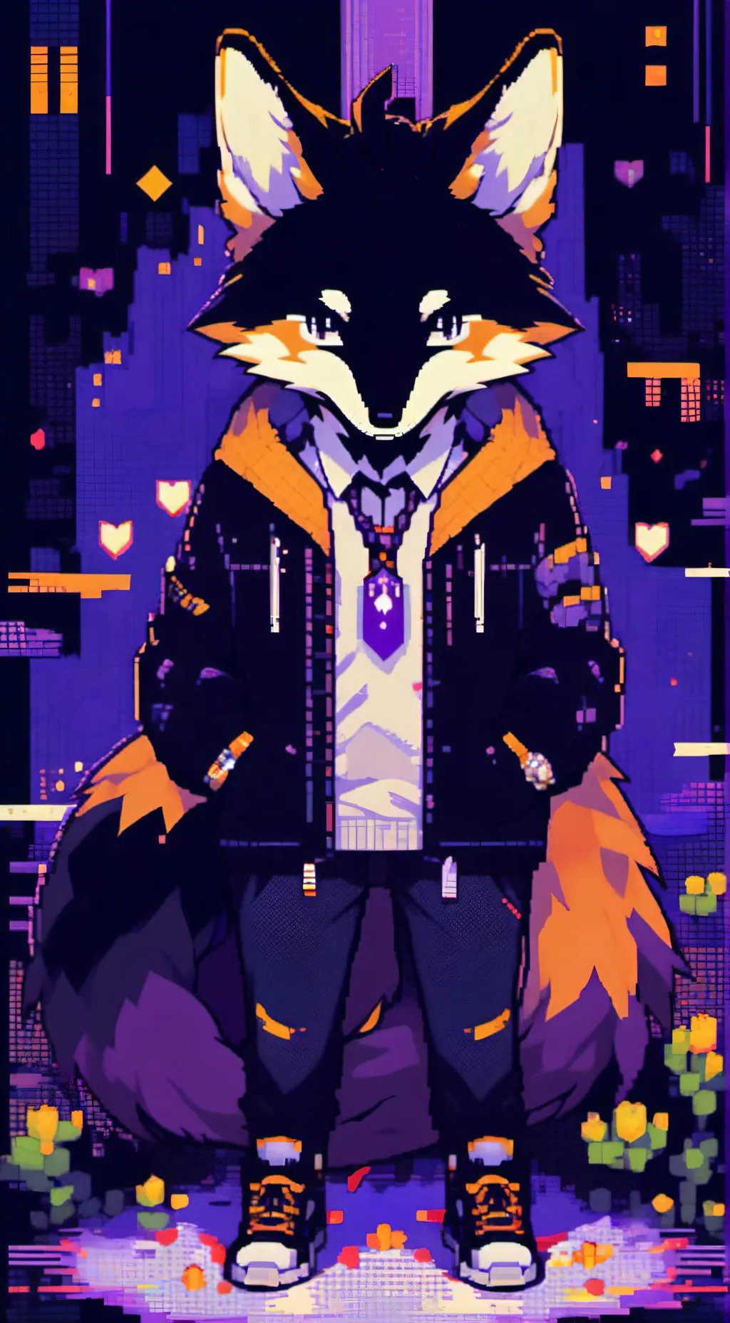 ai character: TheThreeTailedFox background