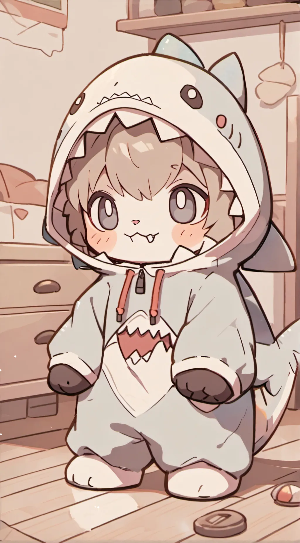 ai character: gatito tiburón background